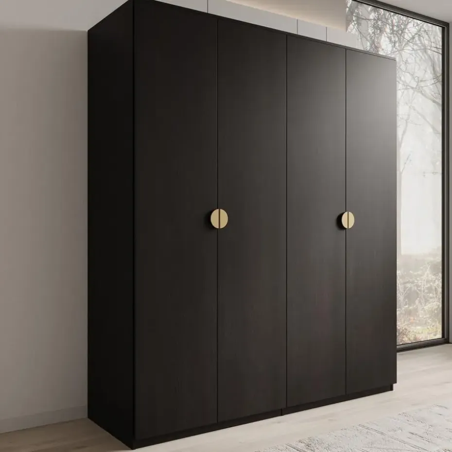 Meubella - Kledingkast Monor - Zwart eiken - 180 cm