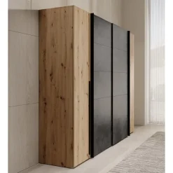 Meubella - Kledingkast Nassau - Eiken - Grijs - 270 cm