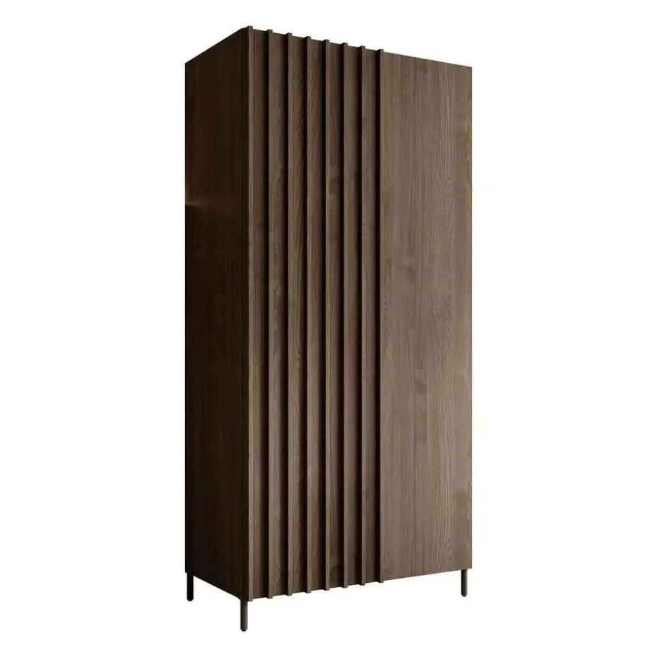 Meubella - Kledingkast Paz - Donkerbruin eiken - 92 cm