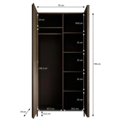 Meubella - Kledingkast Paz - Donkerbruin eiken - 92 cm