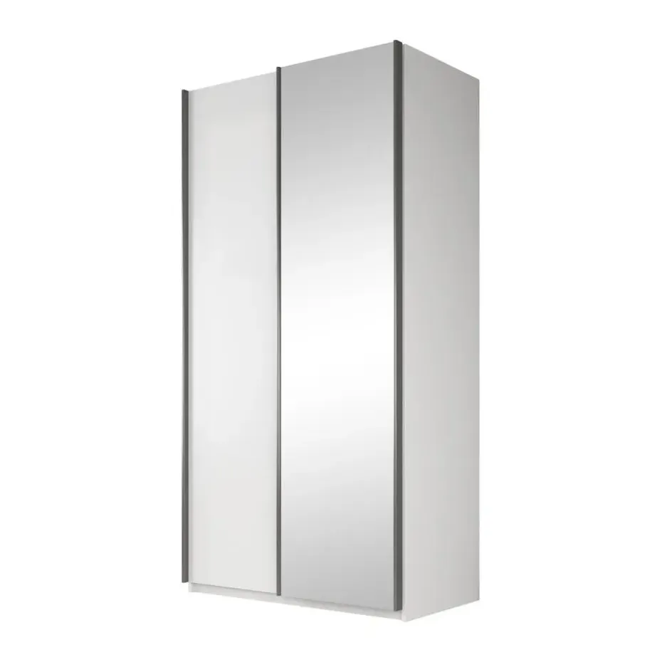 Meubella - Kledingkast Rocky - Wit - 100 cm - Met spiegel