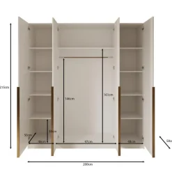 Meubella - Kledingkast Sabre 2 - Wit - 200 cm