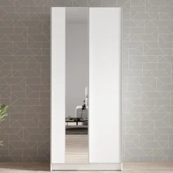 Meubella - Kledingkast Salta - Wit - 80 cm - Met spiegel
