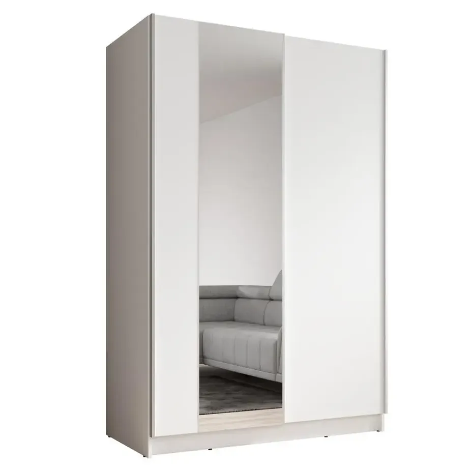 Meubella - Kledingkast Salta - Wit - 120 cm - Met spiegel
