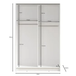 Meubella - Kledingkast Salta - Wit - 120 cm - Met spiegel