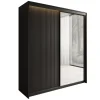 Meubella - Kledingkast Timoteo - Zwart - 200 cm - Met spiegel
