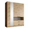 Meubella - Kledingkast Tobin - Eiken - 158 cm - Met spiegel