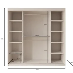 Meubella - Kledingkast Ulysses - Zwart - 200 cm - Met spiegel