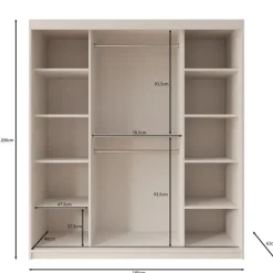 Meubella - Kledingkast Ulysses - Beige - 180 cm - Met spiegel