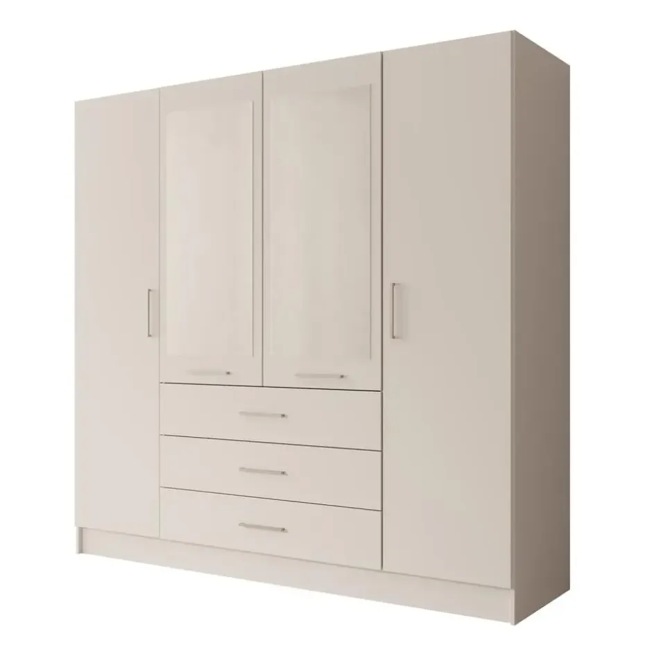 Meubella - Komodo - Kledingkast met 4 deuren - Wit - 200x61x201 cm
