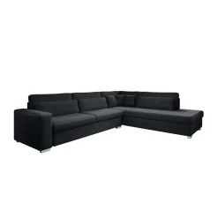 Meubella - Kristina - Hoekbank 5-zits - Zwart velvet - Rechts
