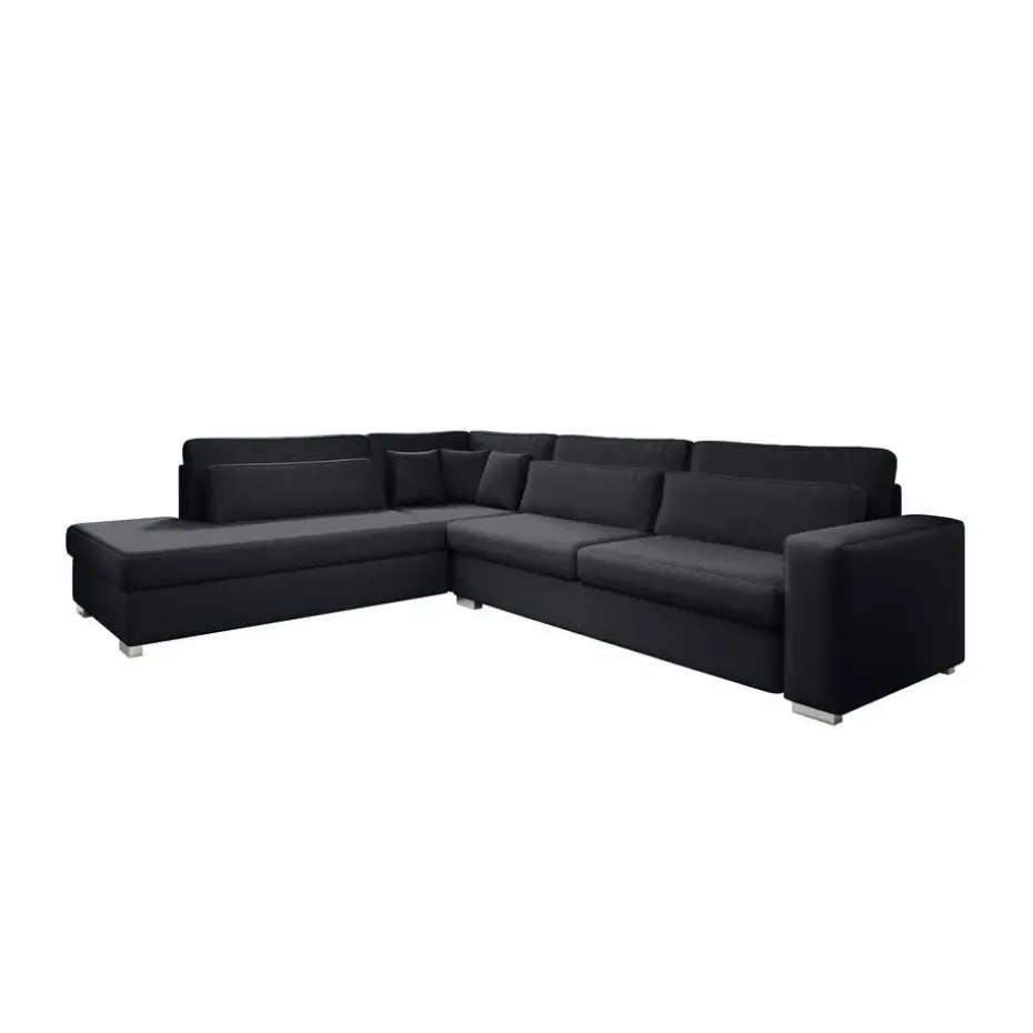 Meubella - Kristina - Hoekbank 5-zits - Zwart velvet - Links