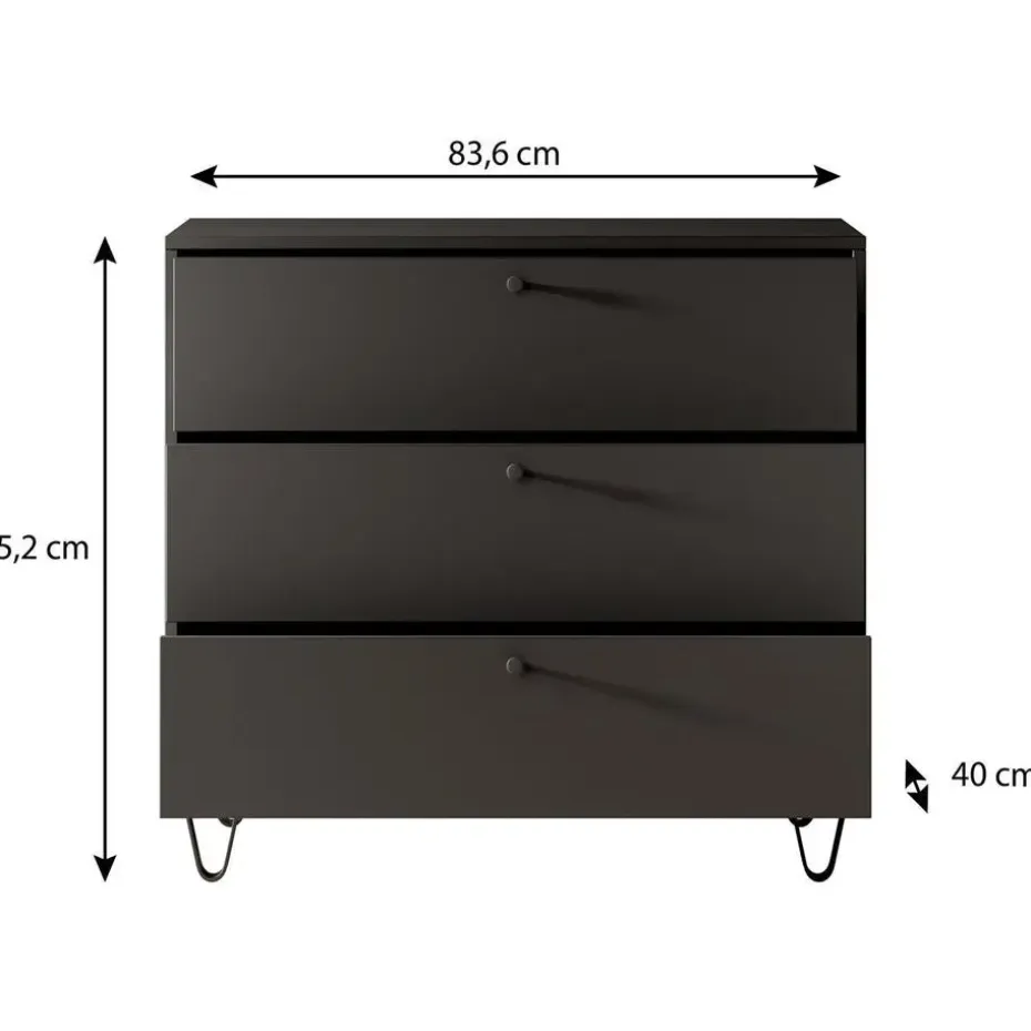 Meubella - Ladekast Apula - Antraciet - 84 cm