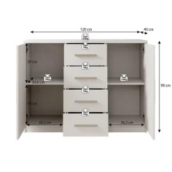Meubella - Ladekast Blake - Wit - 120 cm