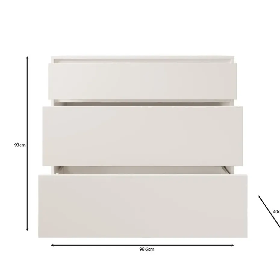 Meubella - Ladekast Brett - Wit - 99 cm