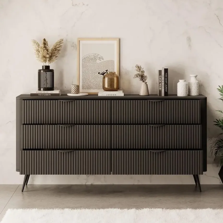 Meubella - Ladekast Lima - Zwart - 163 cm