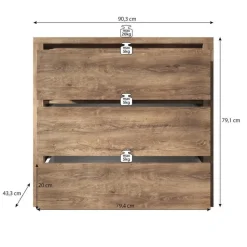 Meubella - Ladekast Monaco - Eiken - Grijs - 90 cm