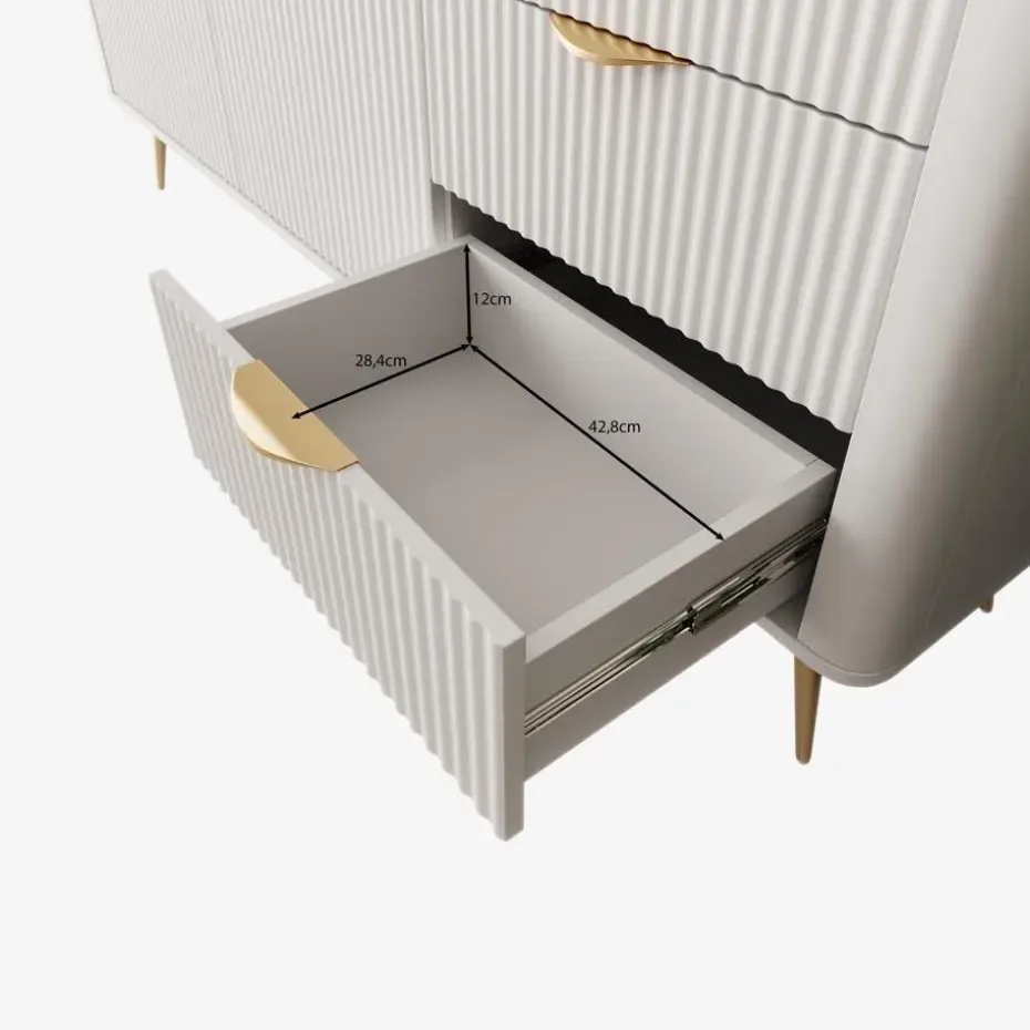 Meubella - Lima - Dressoir - Wit - 163 cm