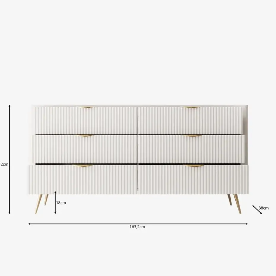 Meubella - Lima - Ladekast - Wit - 163 cm