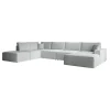 Meubella - Manolo - Hoekbank 5-zits met chaise longue - Stof grijs - Rechts