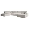 Meubella - Manolo - Hoekbank 5-zits met chaise longue - Stof beige - Rechts