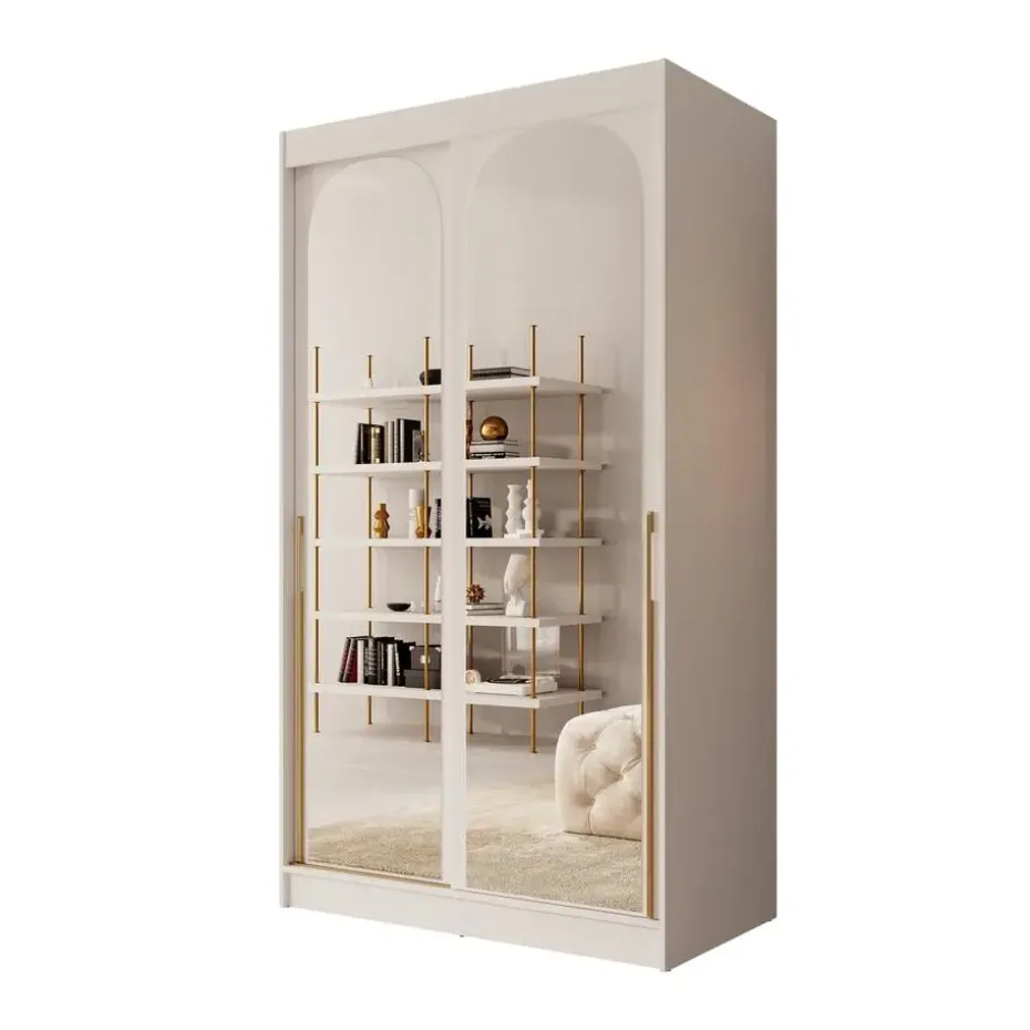 Meubella - Moniq - Kledingkast met 2 schuifdeuren - Wit - 120x65x215 cm