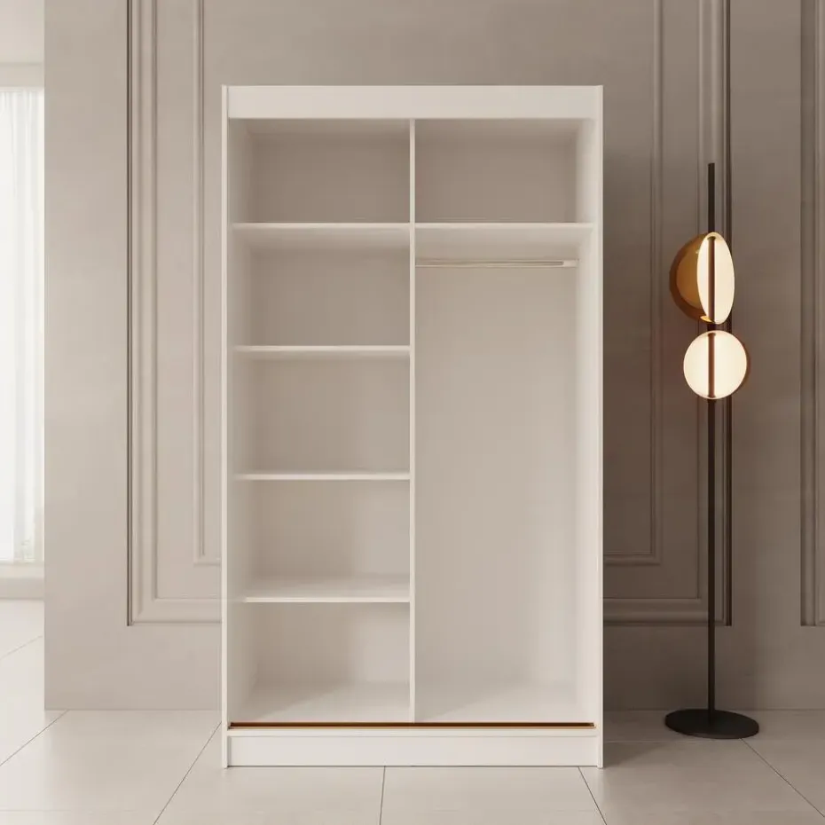 Meubella - Moniq - Kledingkast met 2 schuifdeuren - Wit - 120x65x215 cm