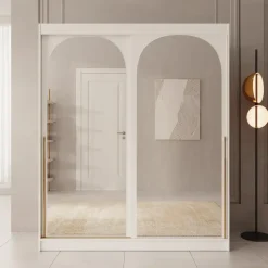 Meubella - Moniq - Kledingkast met 2 schuifdeuren - Wit - 180x65x215 cm