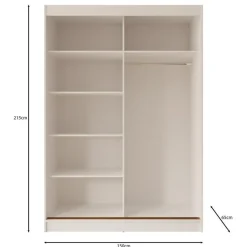 Meubella - Moniq - Kledingkast met schuifdeuren - Wit - 150x65x215 cm