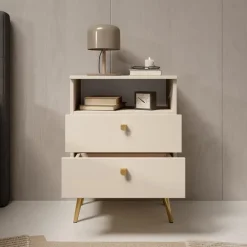 Meubella - Nachtkastje Hidde - Beige - 50 cm