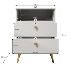 Meubella - Nachtkastje Hidde - Beige - 50 cm