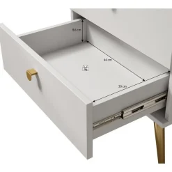Meubella - Nachtkastje Hidde - Beige - 50 cm