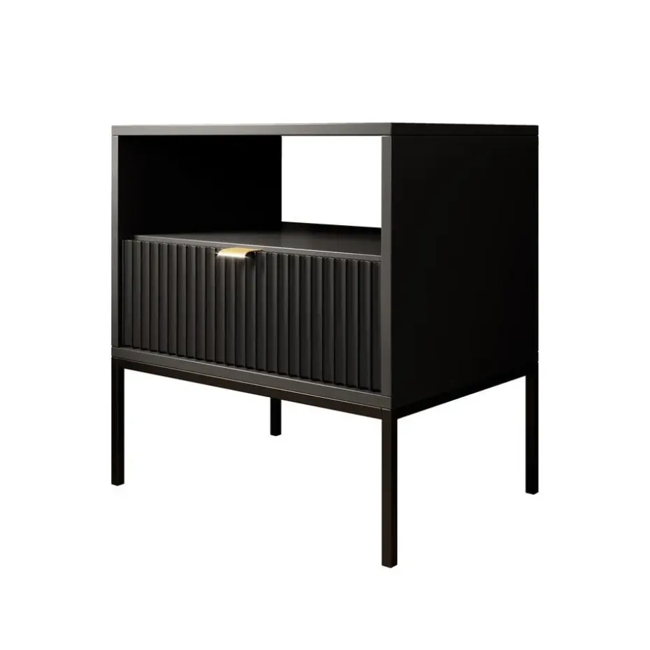 Meubella - Nachtkastje Navil - Zwart - 54 cm