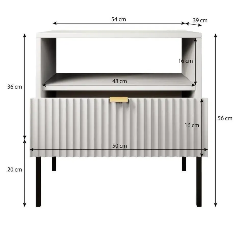 Meubella - Nachtkastje Navil - Zwart - 54 cm