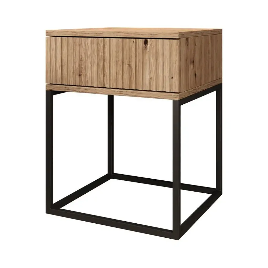 Meubella - Nachtkastje Sylvester 1 - Eiken - 40 cm