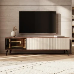 Meubella - Riverhead - TV-Meubel - Beige/Eiken - 180 cm