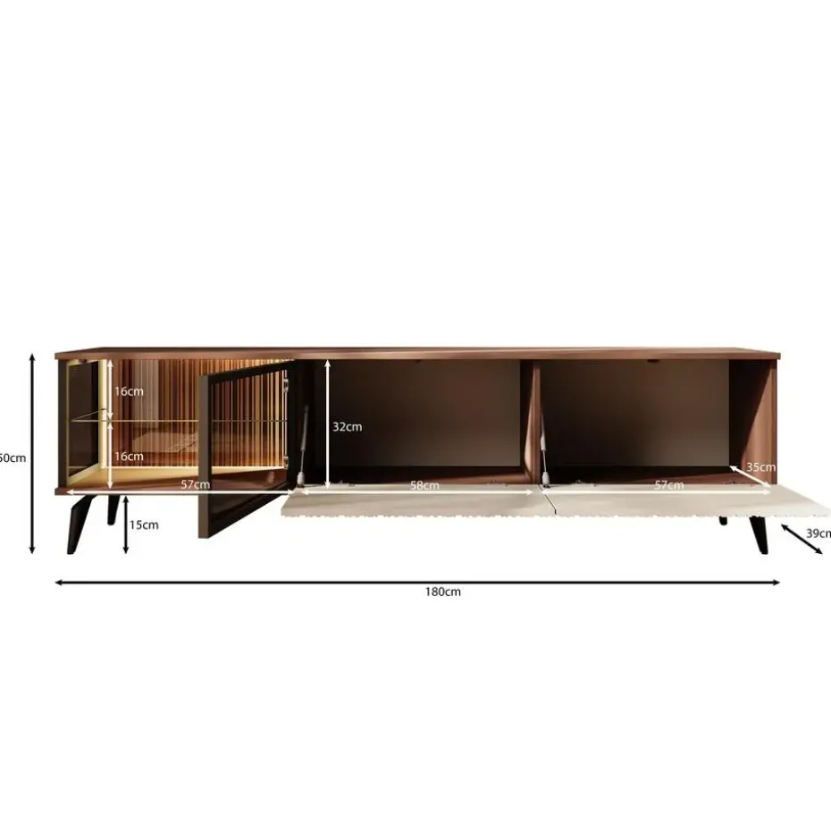 Meubella - Riverhead - TV-Meubel - Beige/Eiken - 180 cm