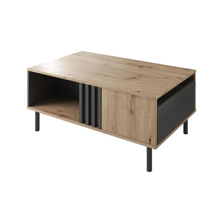 Meubella - Salontafel Marcos - Eiken - Antraciet - 100 cm