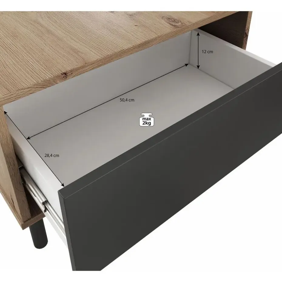 Meubella - Salontafel Marcos - Eiken - Antraciet - 100 cm