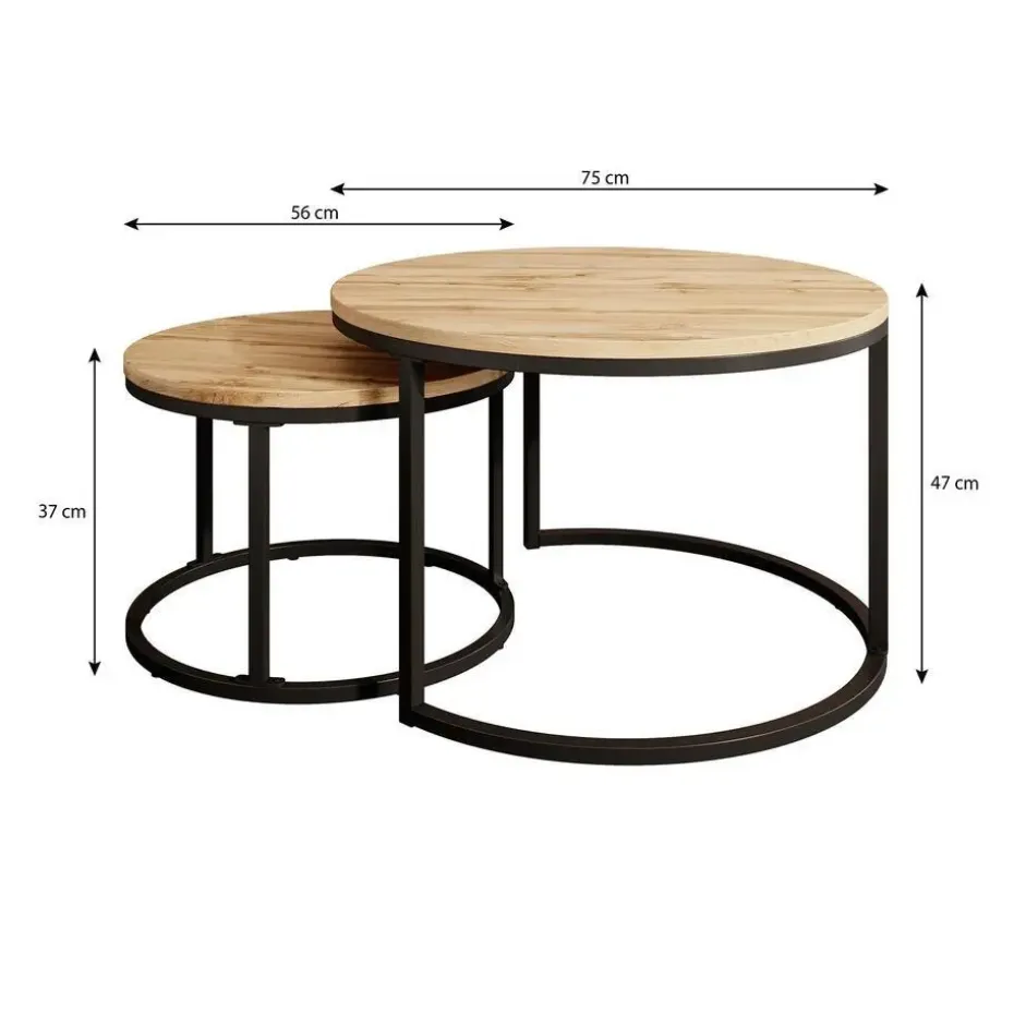 Meubella - Salontafel Ovalo - Eiken - set van 2
