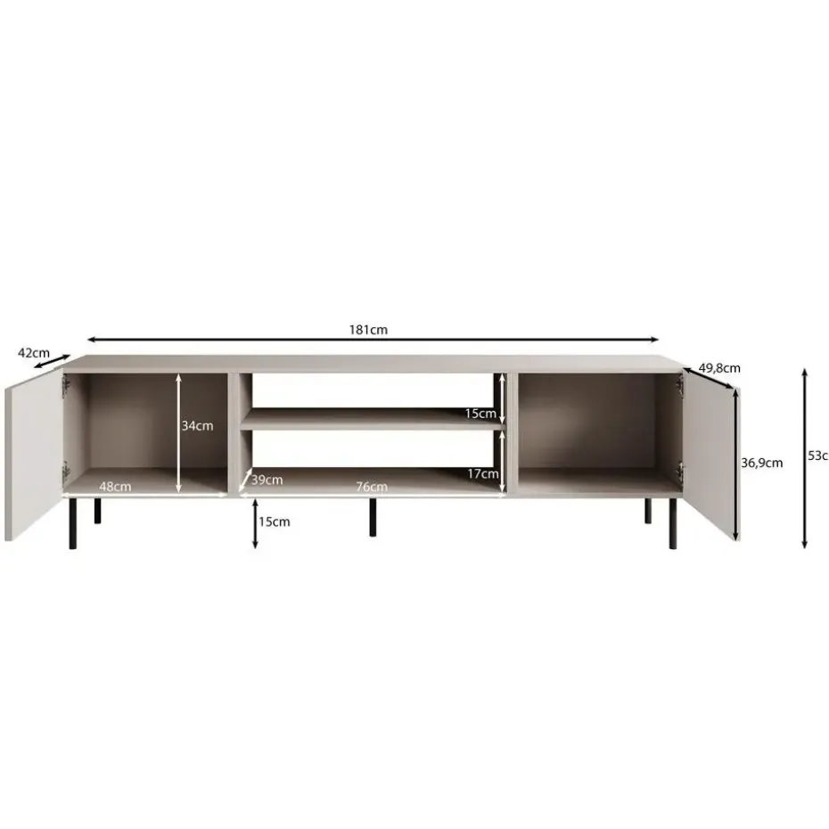 Meubella - TV-Meubel Alex - Beige - 181 cm