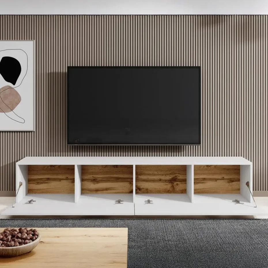 Meubella - TV-Meubel Asilento - Mat wit - 180 cm