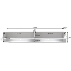 Meubella - TV-Meubel Asino LED - Zwart - Eiken - 180 cm