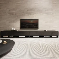 Meubella - TV-Meubel Asino - Zwart Visgraat - 280 cm