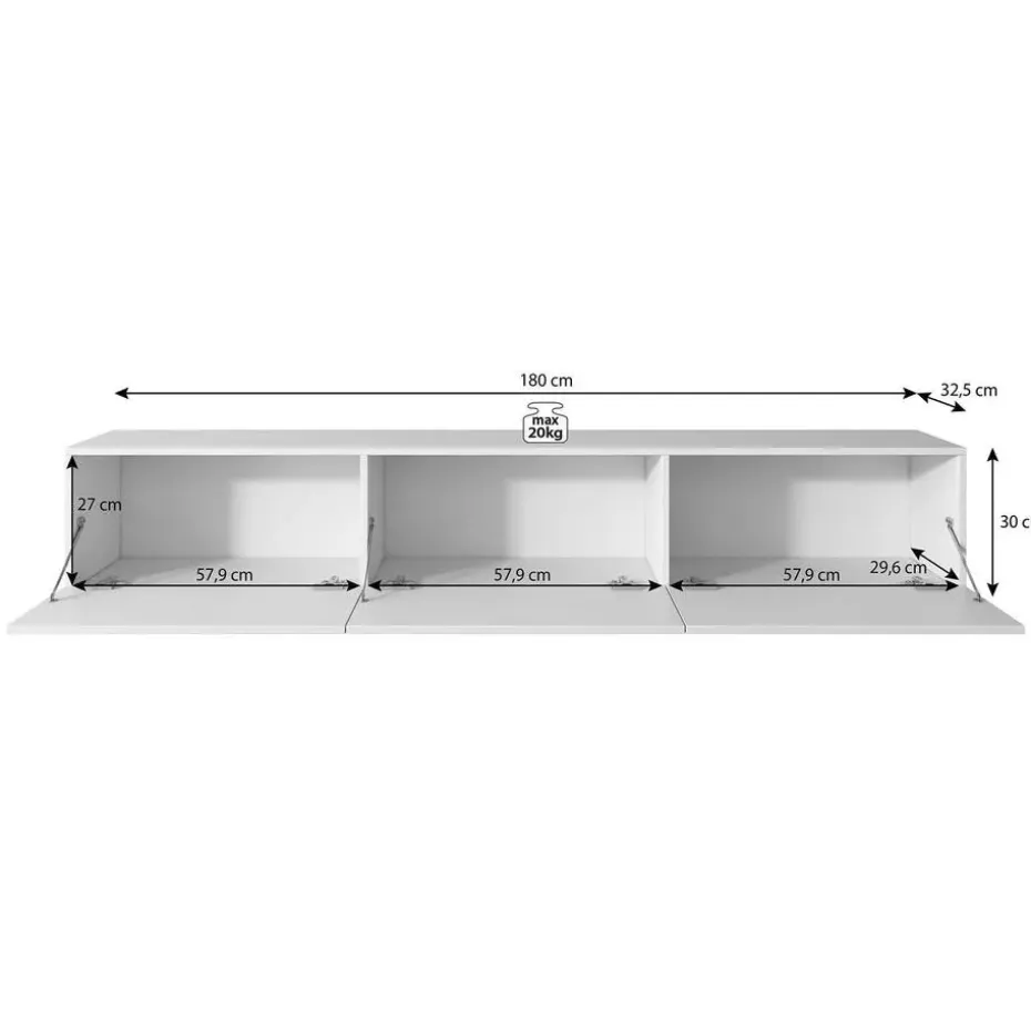 Meubella - TV-Meubel Bonzo - Mat Zwart - 180 cm