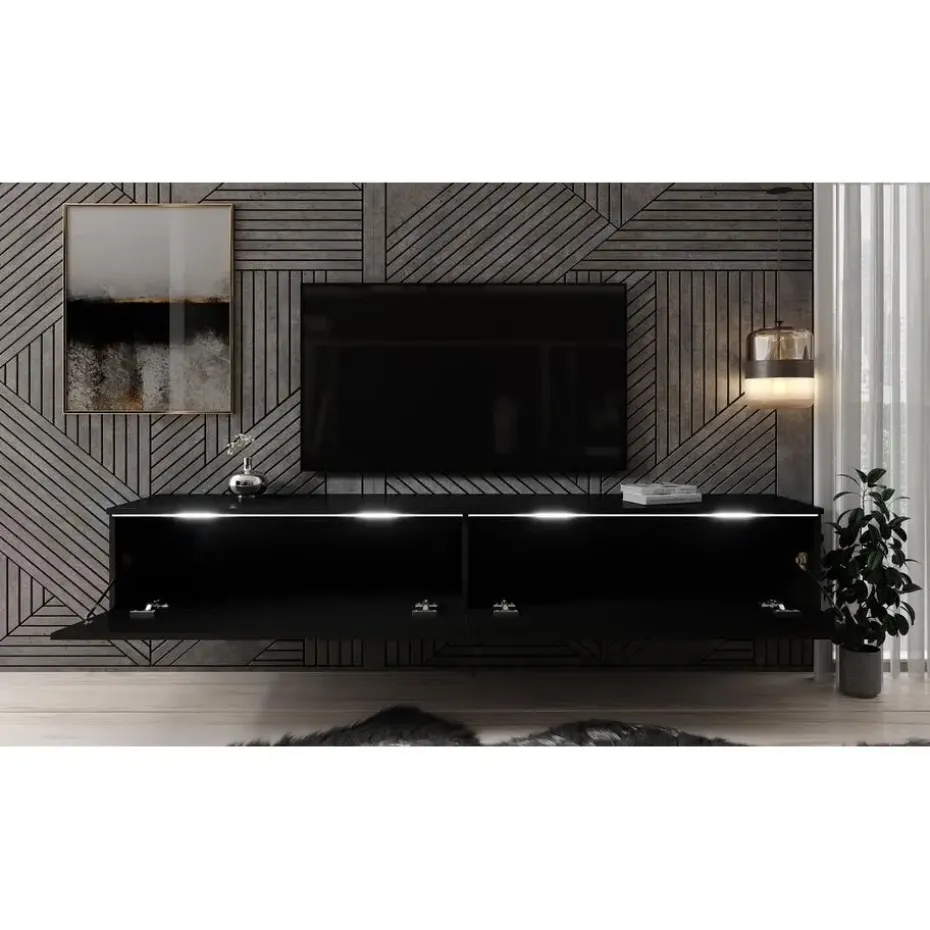 Meubella - TV-Meubel Dixon - Mat Zwart - 180 cm
