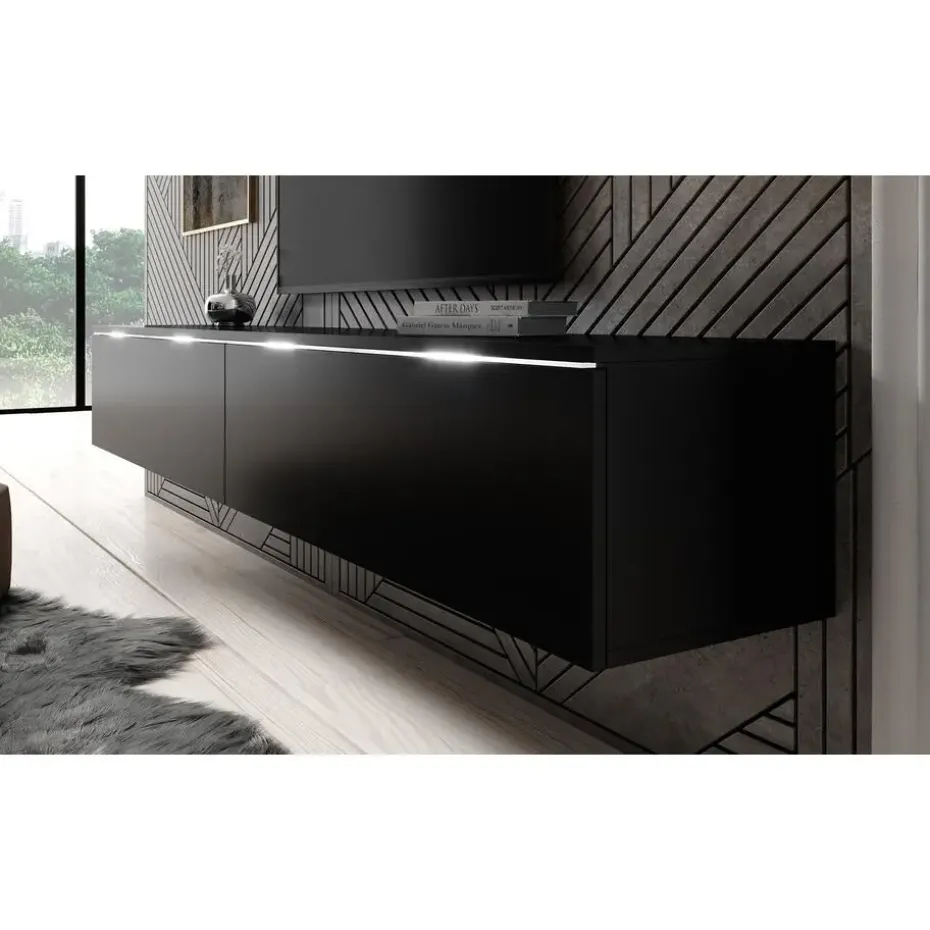 Meubella - TV-Meubel Dixon - Mat Zwart - 180 cm