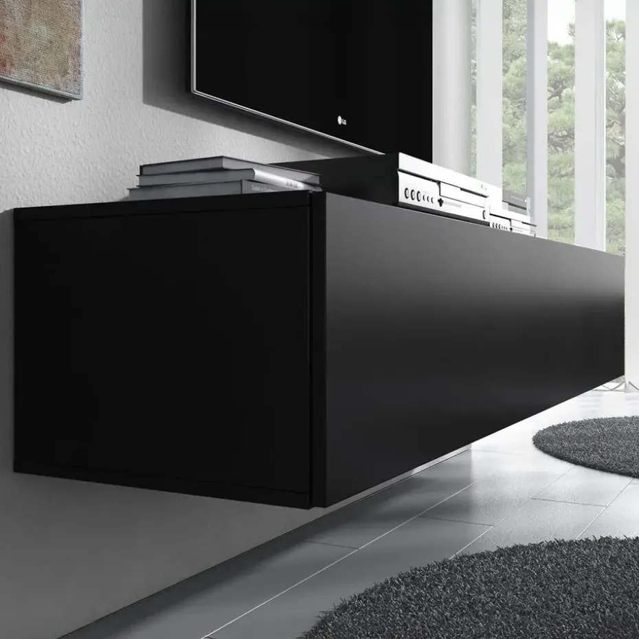 Meubella - TV-Meubel Flame - Mat Zwart - 160 cm