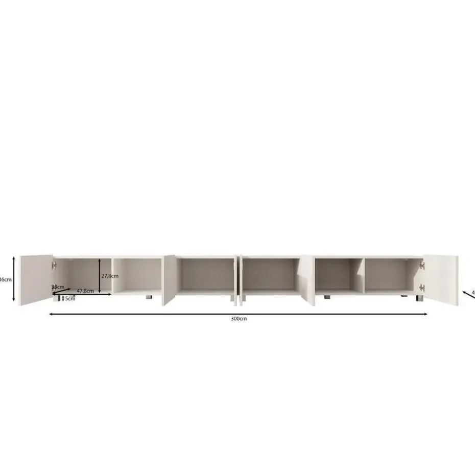 Meubella - TV-Meubel Kenderes - Eiken - 300 cm