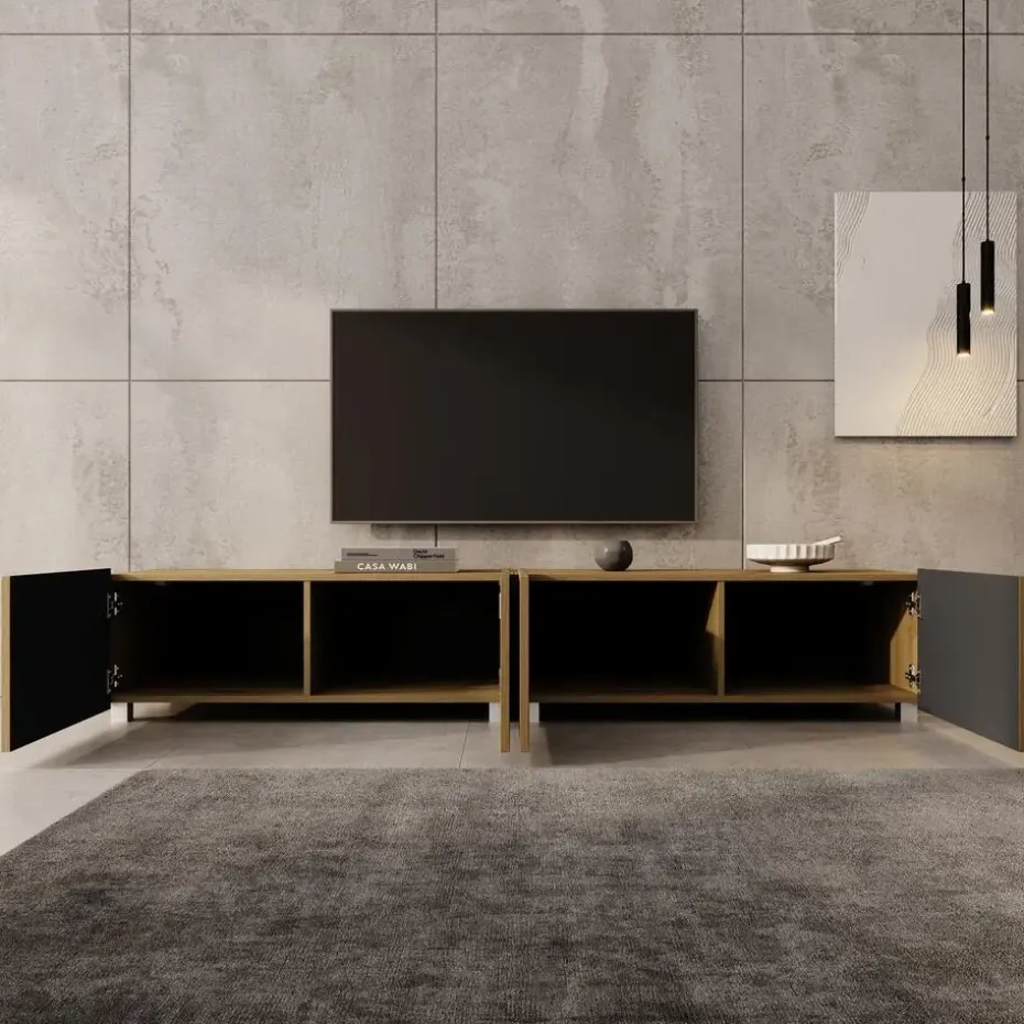 Meubella - TV-Meubel Kenderes - Eiken - 200 cm